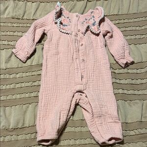 Haute Hippie Blush Pink Kids One Piece with Embroidery